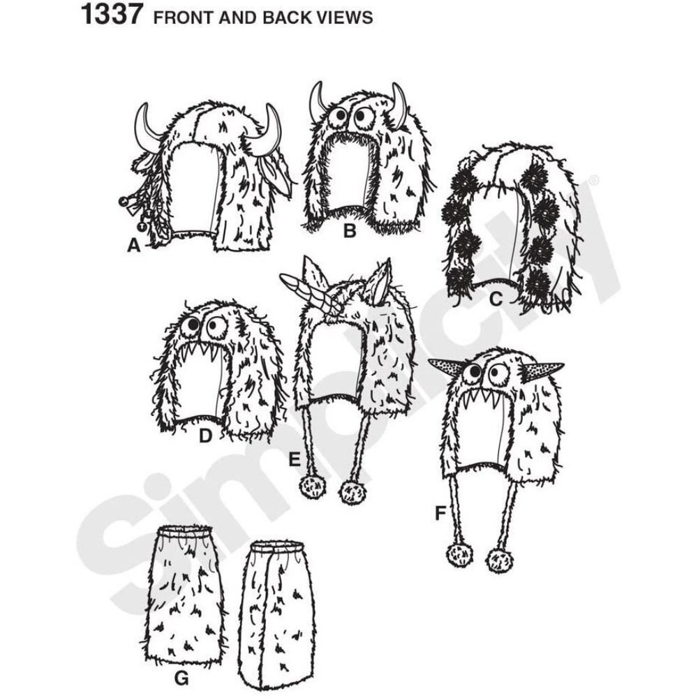 Simplicity Sewing Pattern 1337 Misses Mens Teens Hats  Leg Warmers One Size - Picture 3 of 3